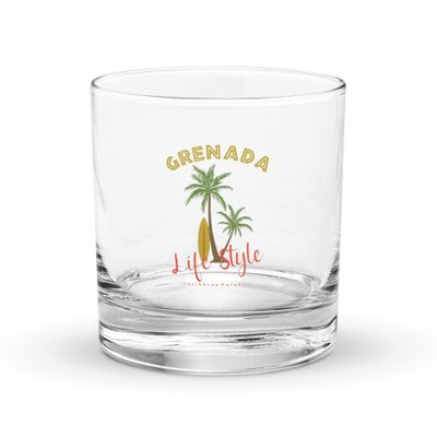 Grenada Tropical Life Style, Tourist Vacation Rocks Glass
