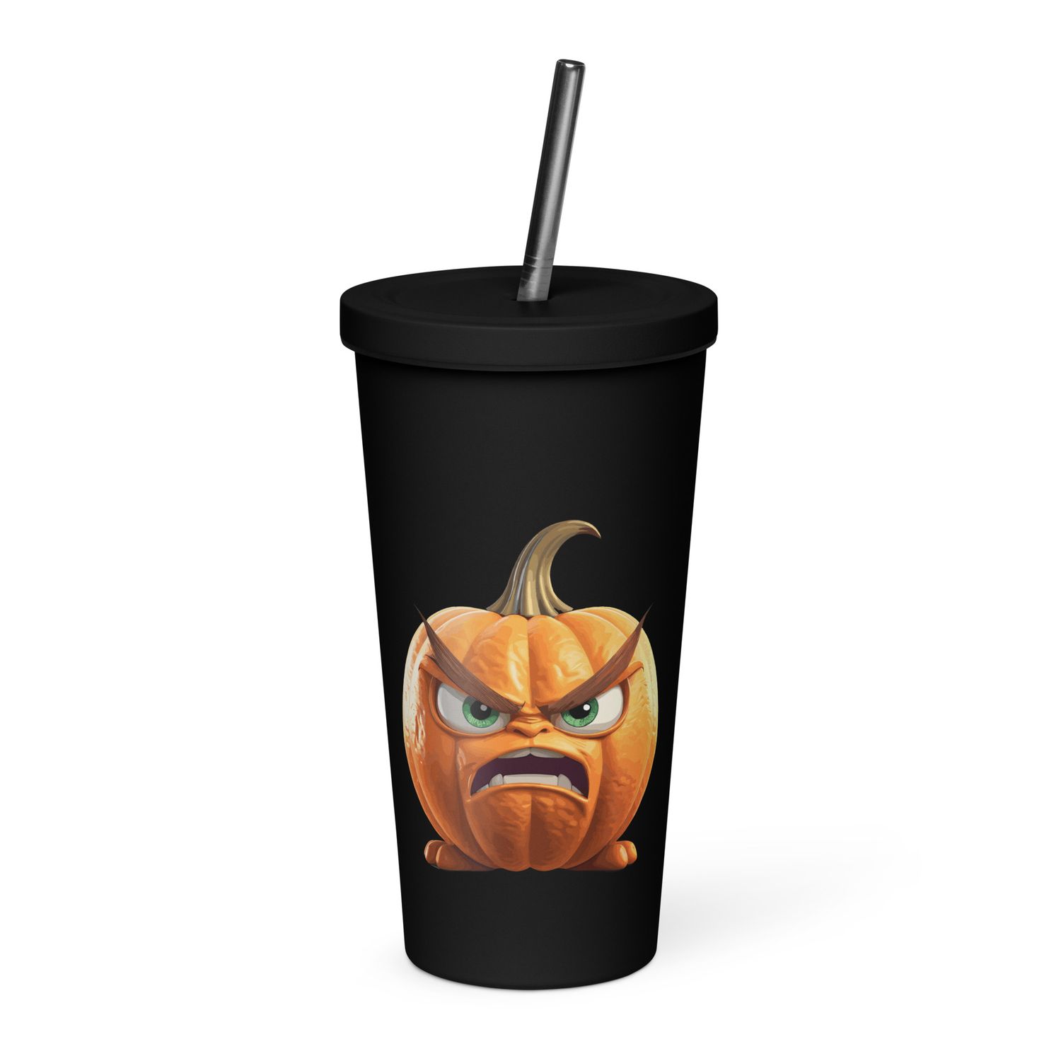 Halloween Angry Pumpkin 1 Insulated Tumbler with a Straw
