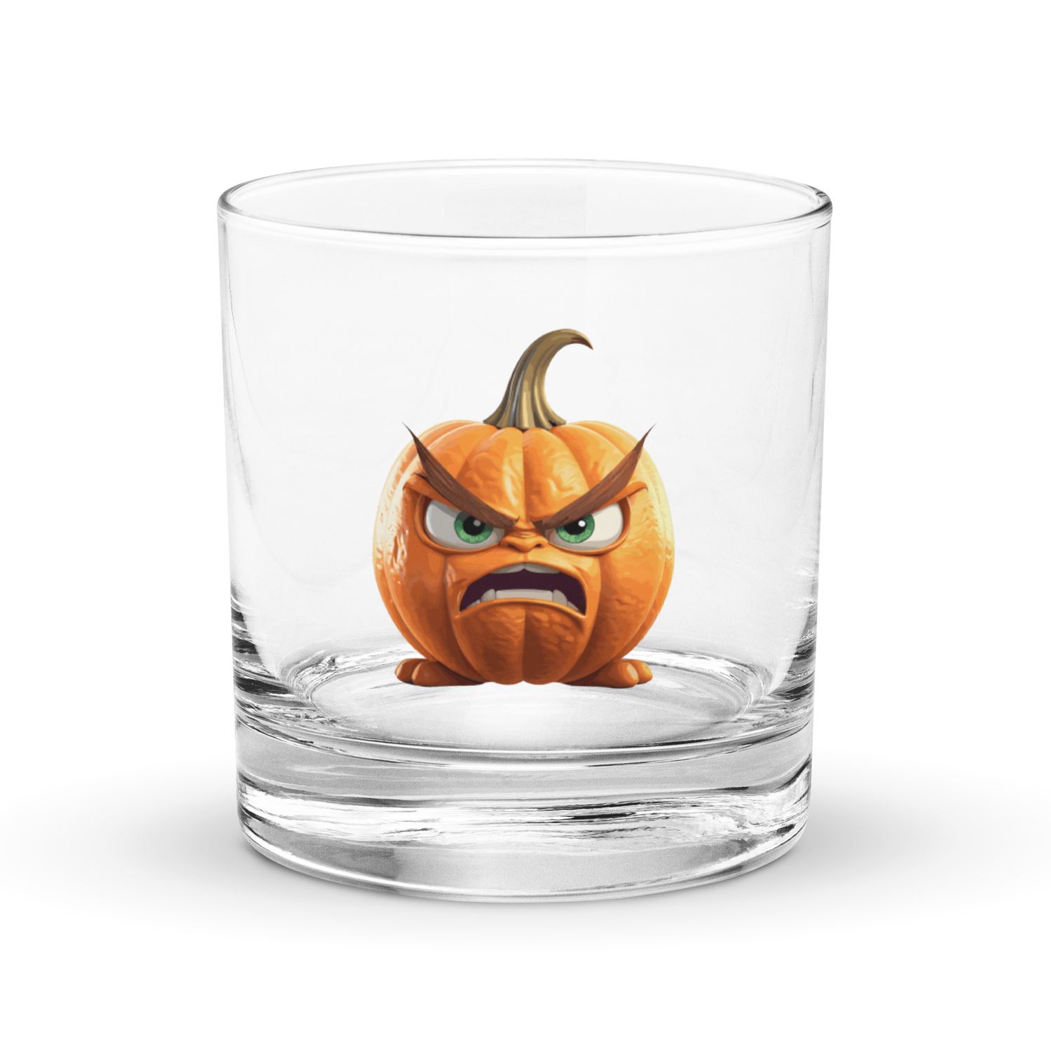 Halloween Angry Pumpkin 1 Rocks Glass