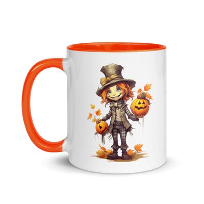 Halloween Boy with Pumpkins 1 Mug with Color Interior