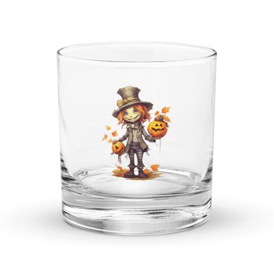 Halloween Boy with Pumpkins 1 Rocks Glass