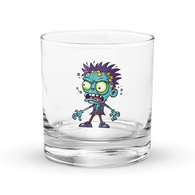 Halloween Cartoon Zombie 1 Rocks Glass