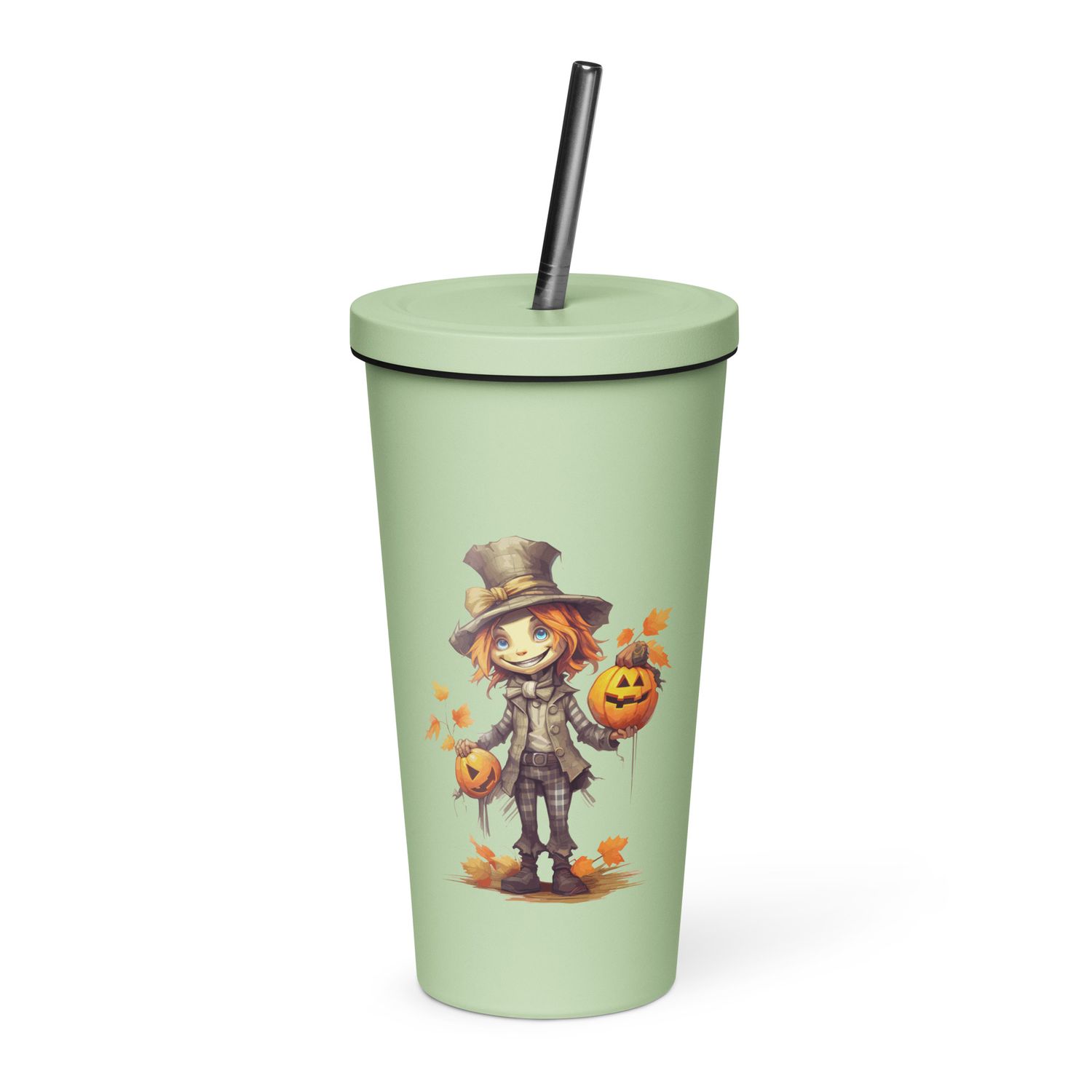 Halloween Boy with Pumpkins 1 Insulated Tumbler with a Straw
