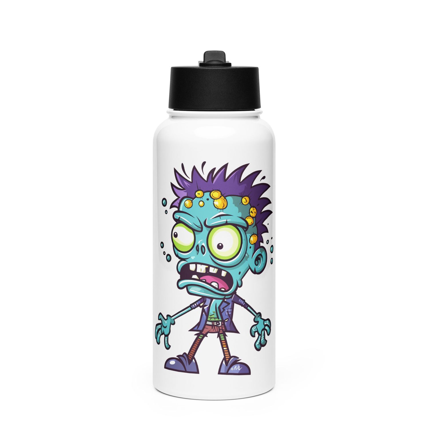 Halloween Cartoon Zombie 1 Stainless Steel Water Bottle with a Straw Lid