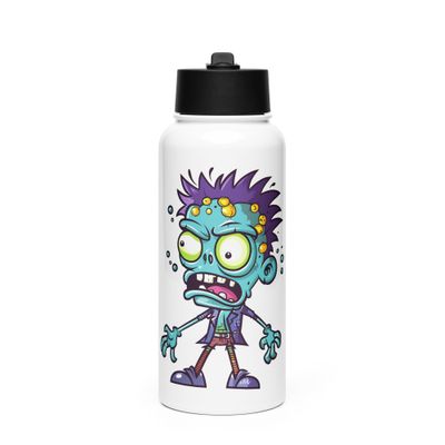 Halloween Cartoon Zombie 1 Stainless Steel Water Bottle with a Straw Lid