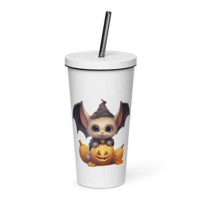 Halloween Cute Bat 1 Insulated Tumbler with a Straw