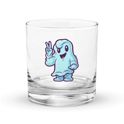Halloween Ghost pointing 1 Rocks Glass