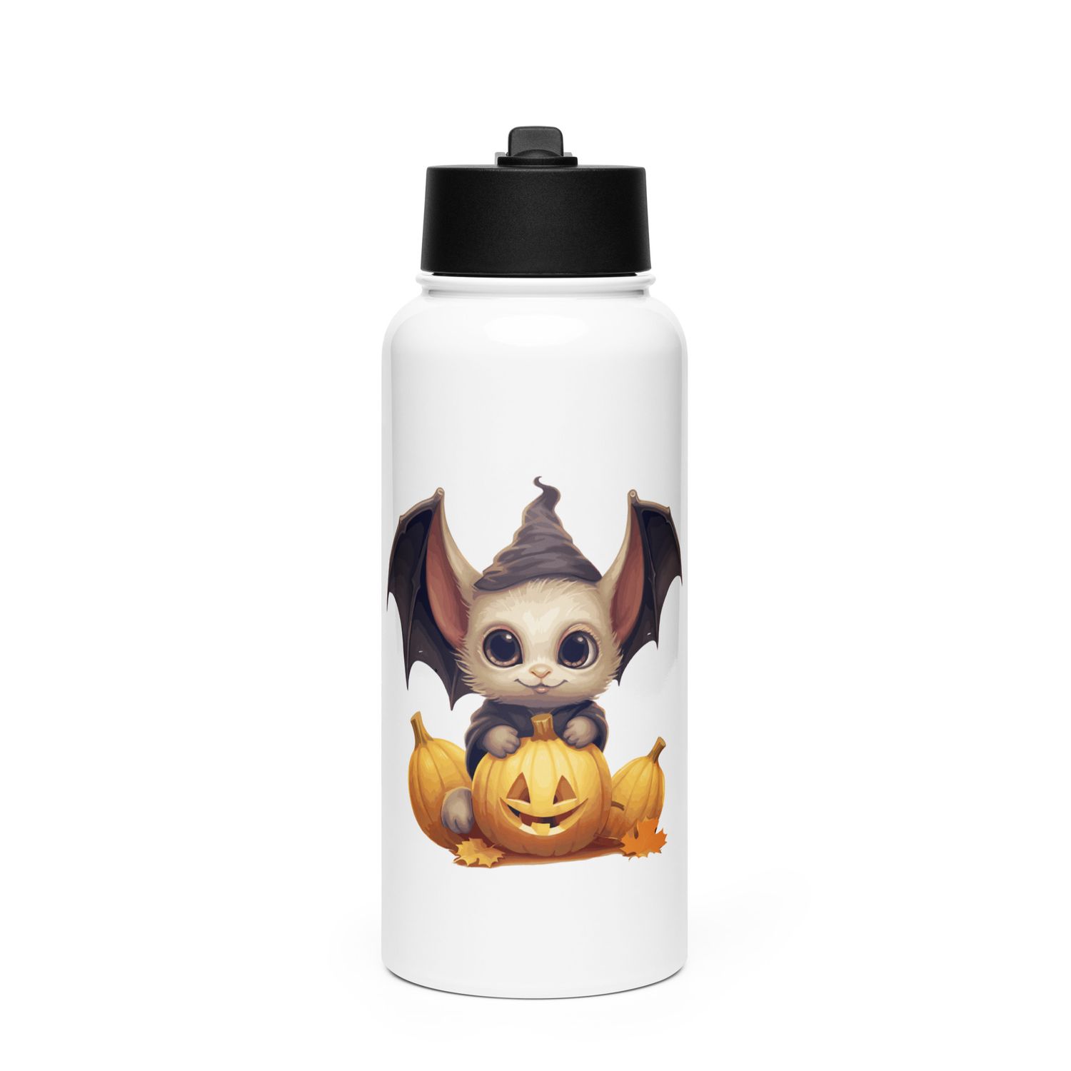 Halloween Cute Bat 1 Stainless Steel Water Bottle with a Straw Lid