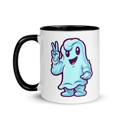 Halloween Ghost pointing 1 Mug with Color Interior