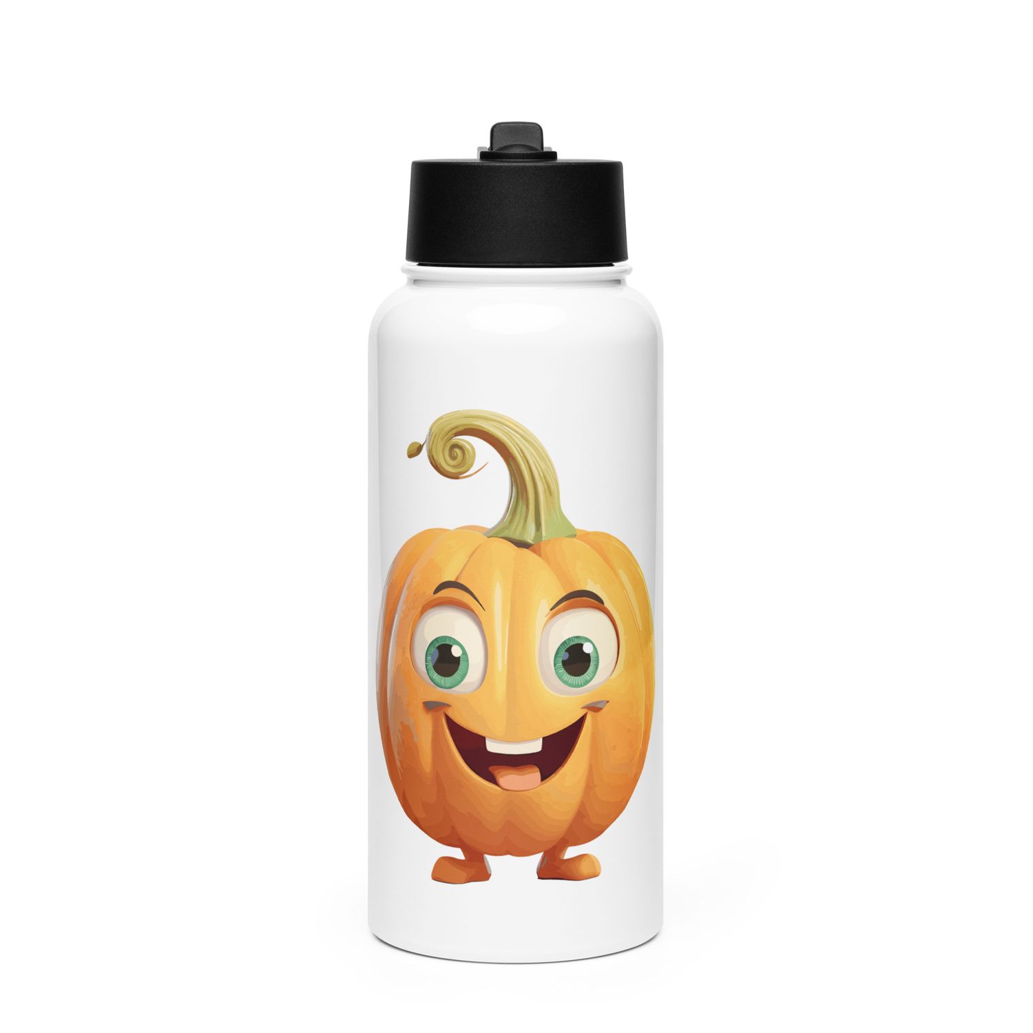 Halloween Happy Pumpkin 1 Stainless Steel Water Bottle with a Straw Lid