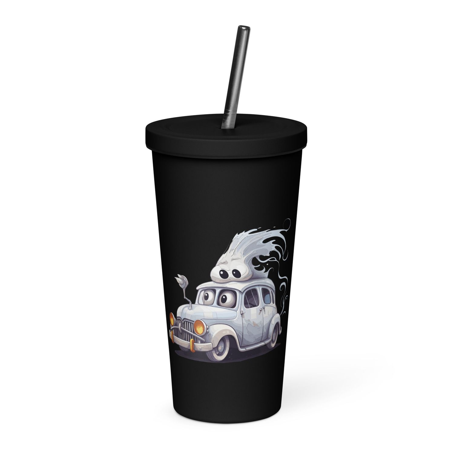 Halloween Haunted Car 1 Insulated Tumbler with a Straw