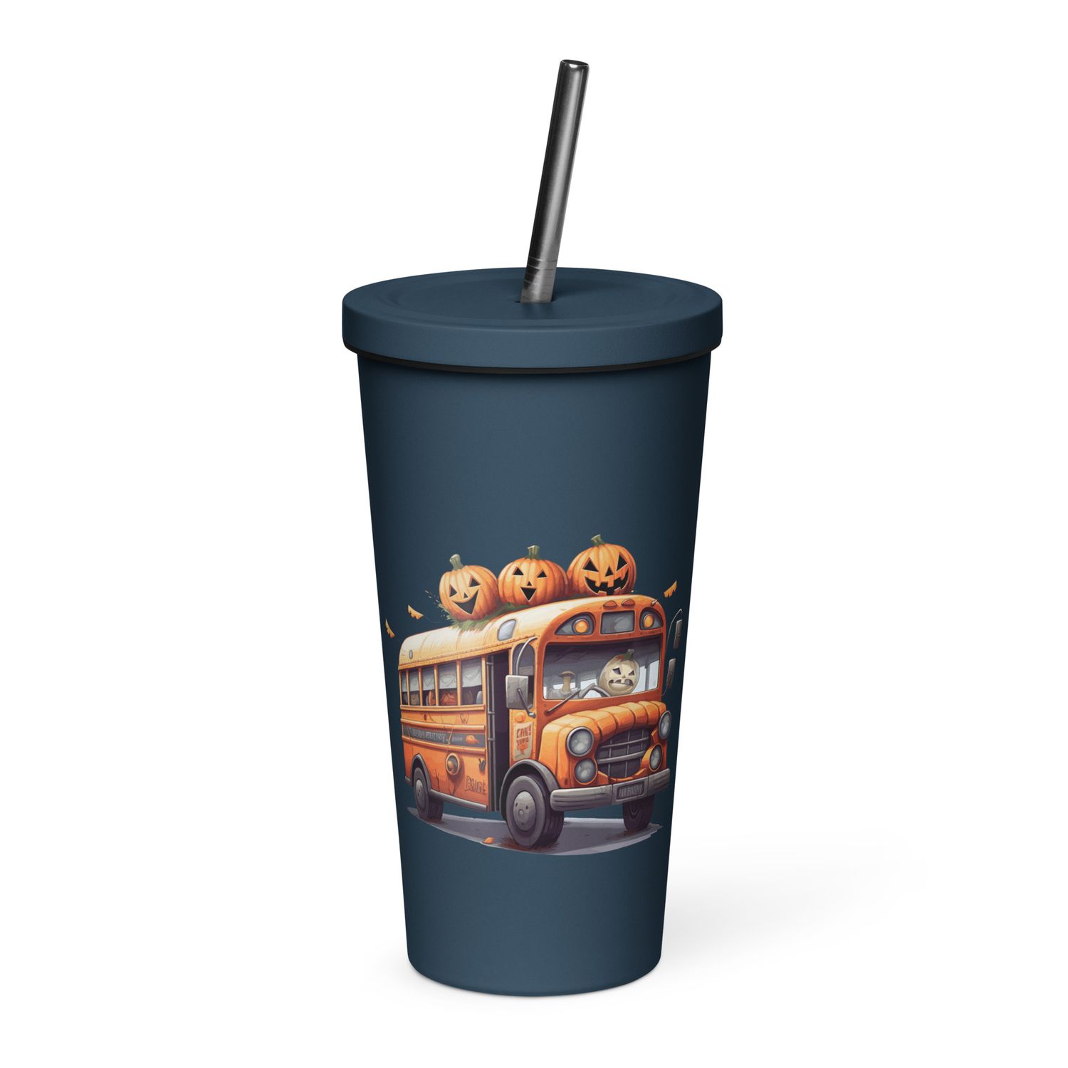 Halloween Haunted Bus 1 Insulated Tumbler with a Straw