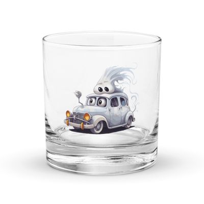 Halloween Haunted Car 1 Rocks Glass