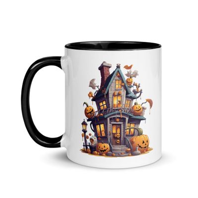 Halloween Haunted House with Pumpkins 1 Mug with Color Interior
