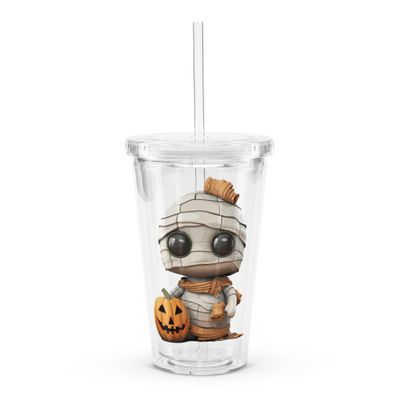 Halloween Mummy 1 Clear Plastic Insulated Tumbler