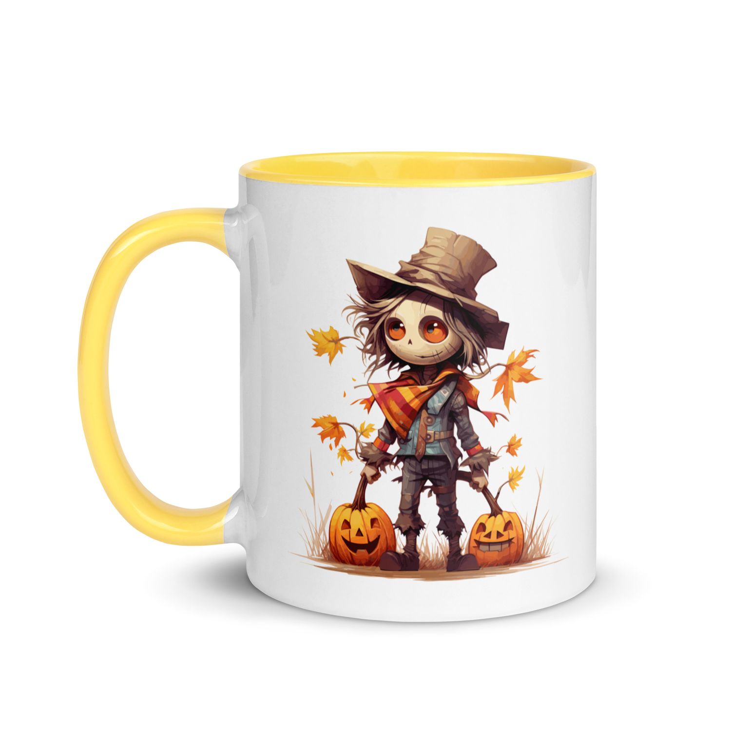 Halloween Scarecrow Boy Pumpkin 1 Mug with Color Interior