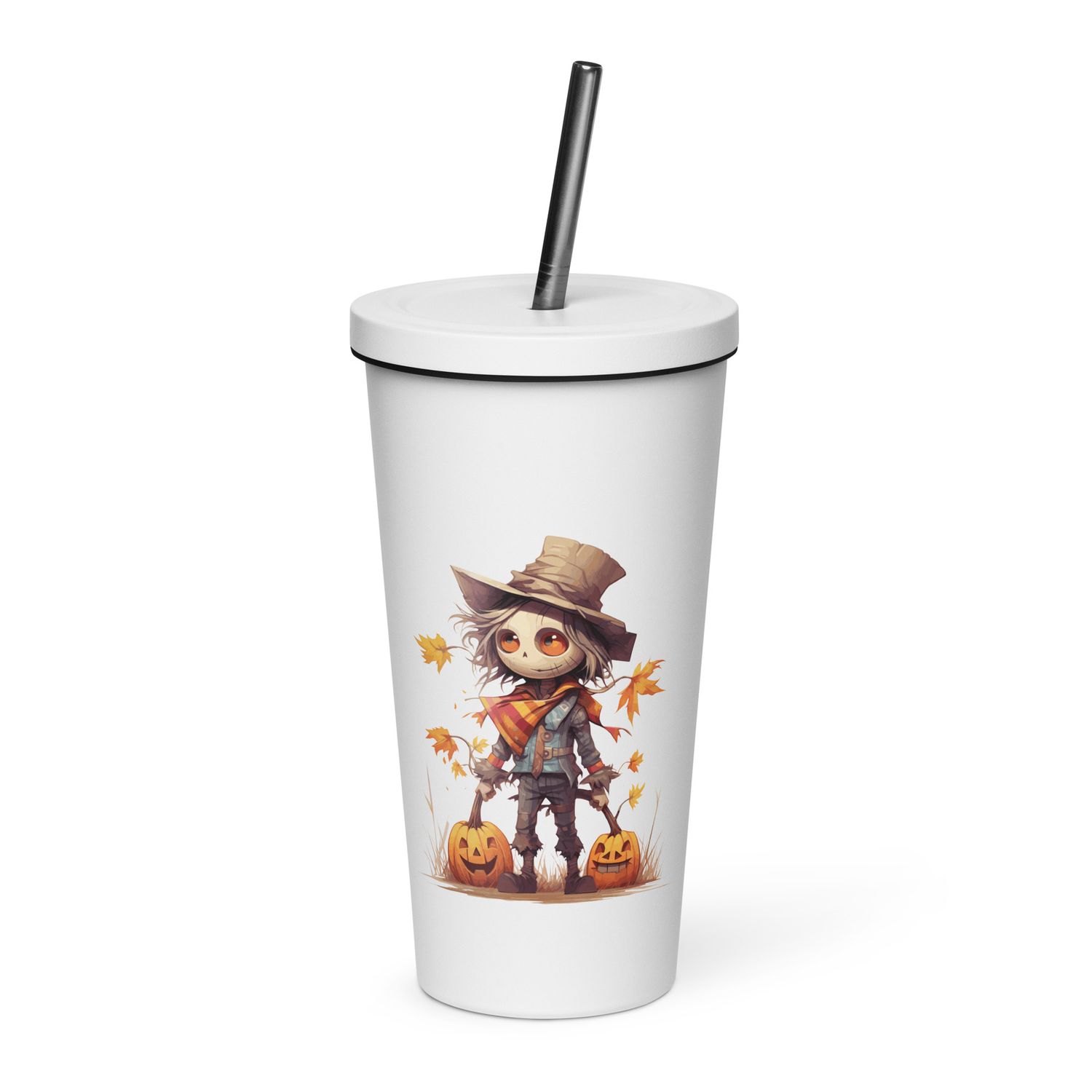 Halloween Scarecrow Boy Pumpkin 1 Insulated Tumbler with a Straw