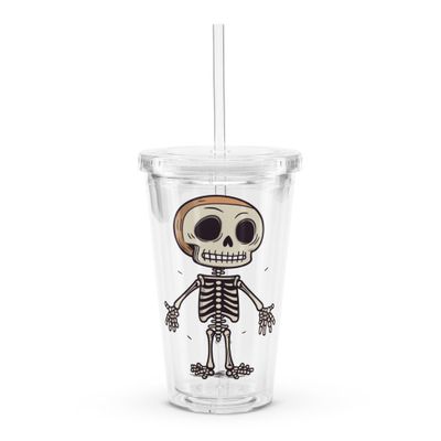 Halloween Skeleton 1 Clear Plastic Insulated Tumbler