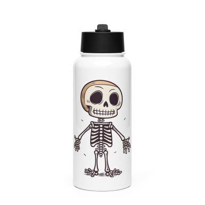 Halloween Skeleton 1 Stainless Steel Water Bottle with a Straw Lid