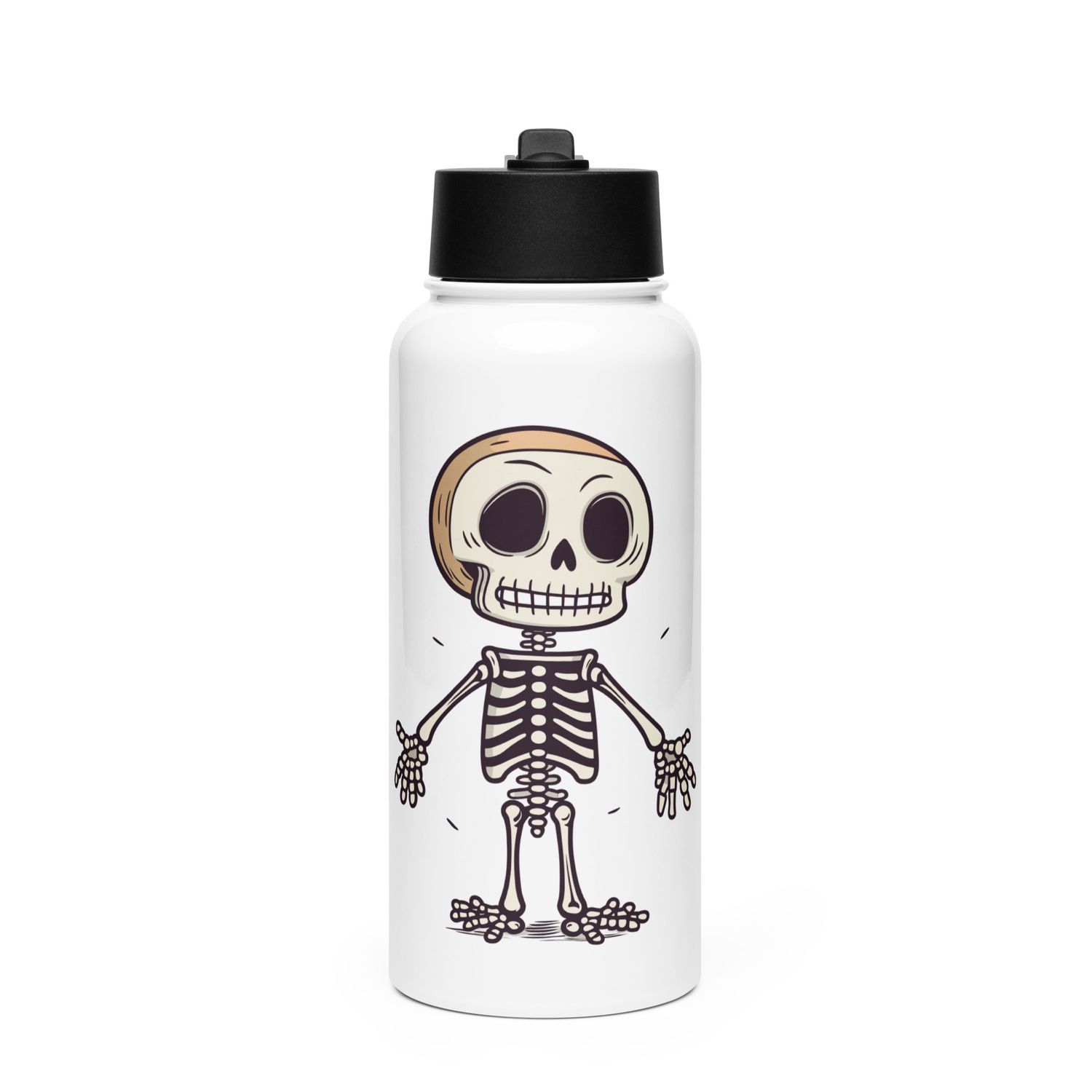 Halloween Skeleton 1 Stainless Steel Water Bottle with a Straw Lid