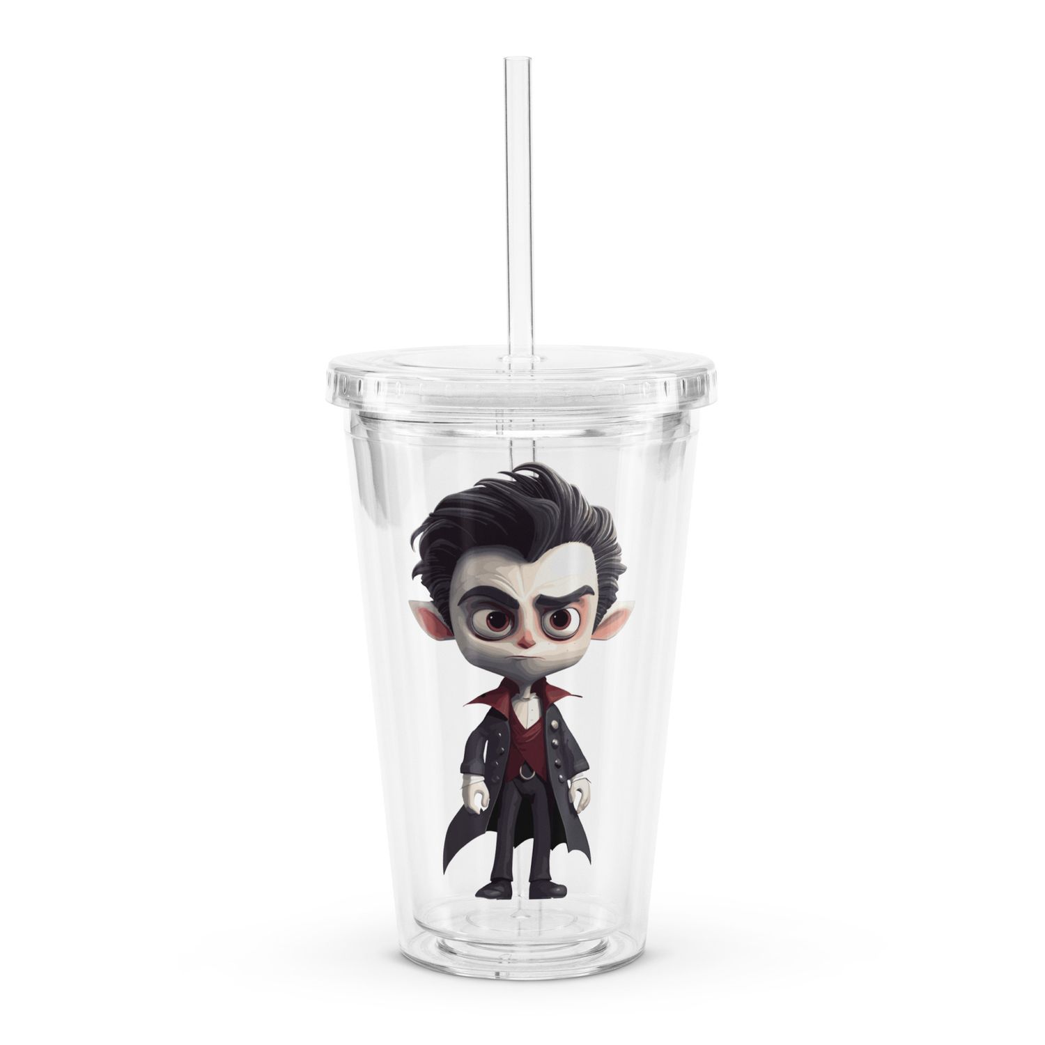 Halloween Vampire Boy 1 Clear Plastic Insulated Tumbler