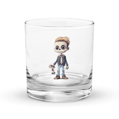 Halloween Skeleton Boy 1 Rocks Glass