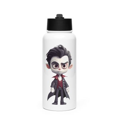 Halloween Vampire Boy 1 Stainless Steel Water Bottle with a Straw Lid