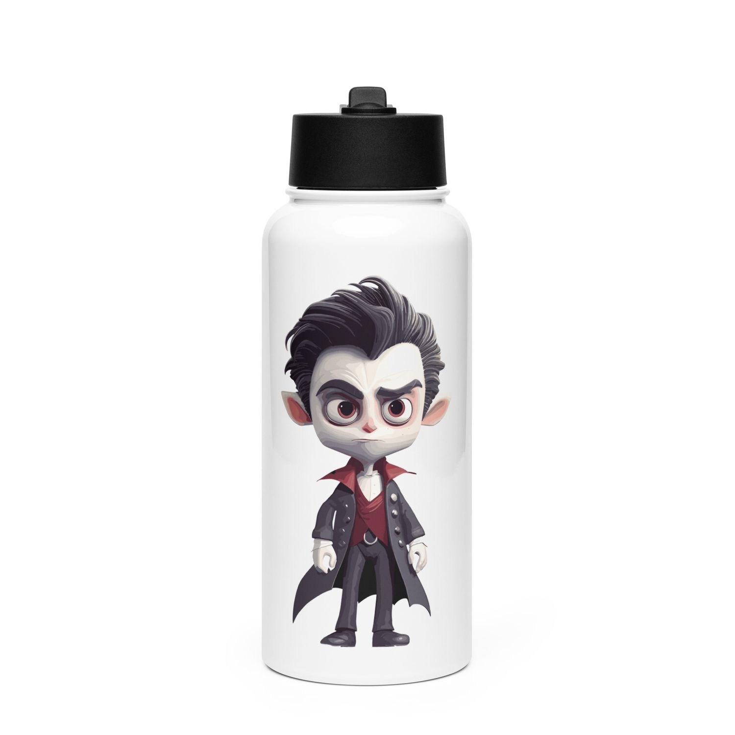 Halloween Vampire Boy 1 Stainless Steel Water Bottle with a Straw Lid