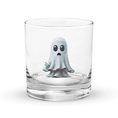 Halloween White Ghost 1 Rocks Glass
