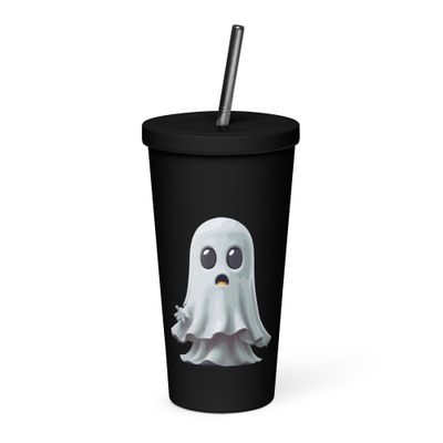 Halloween White Ghost 1 Insulated Tumbler with a Straw