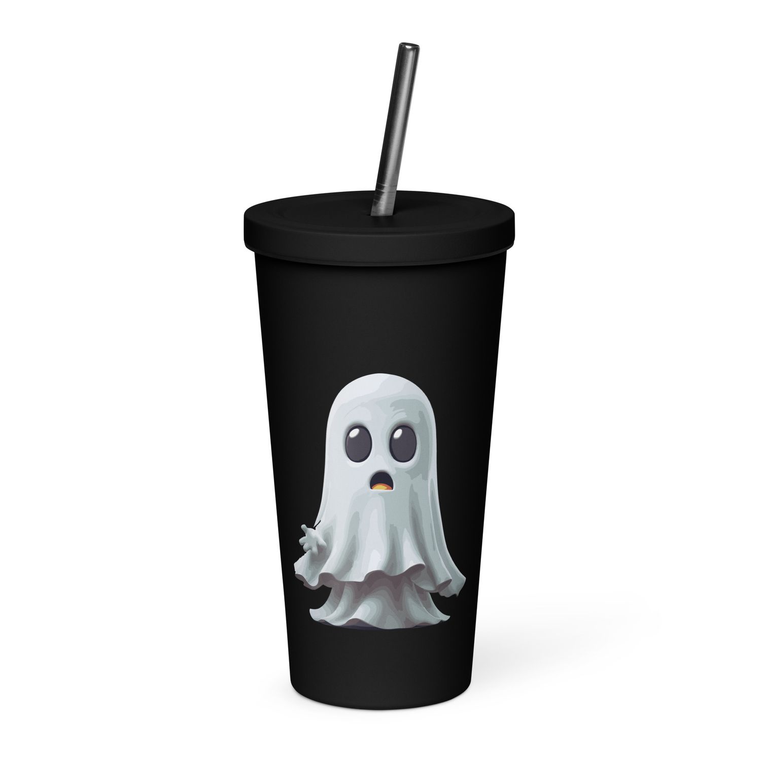 Halloween White Ghost 1 Insulated Tumbler with a Straw