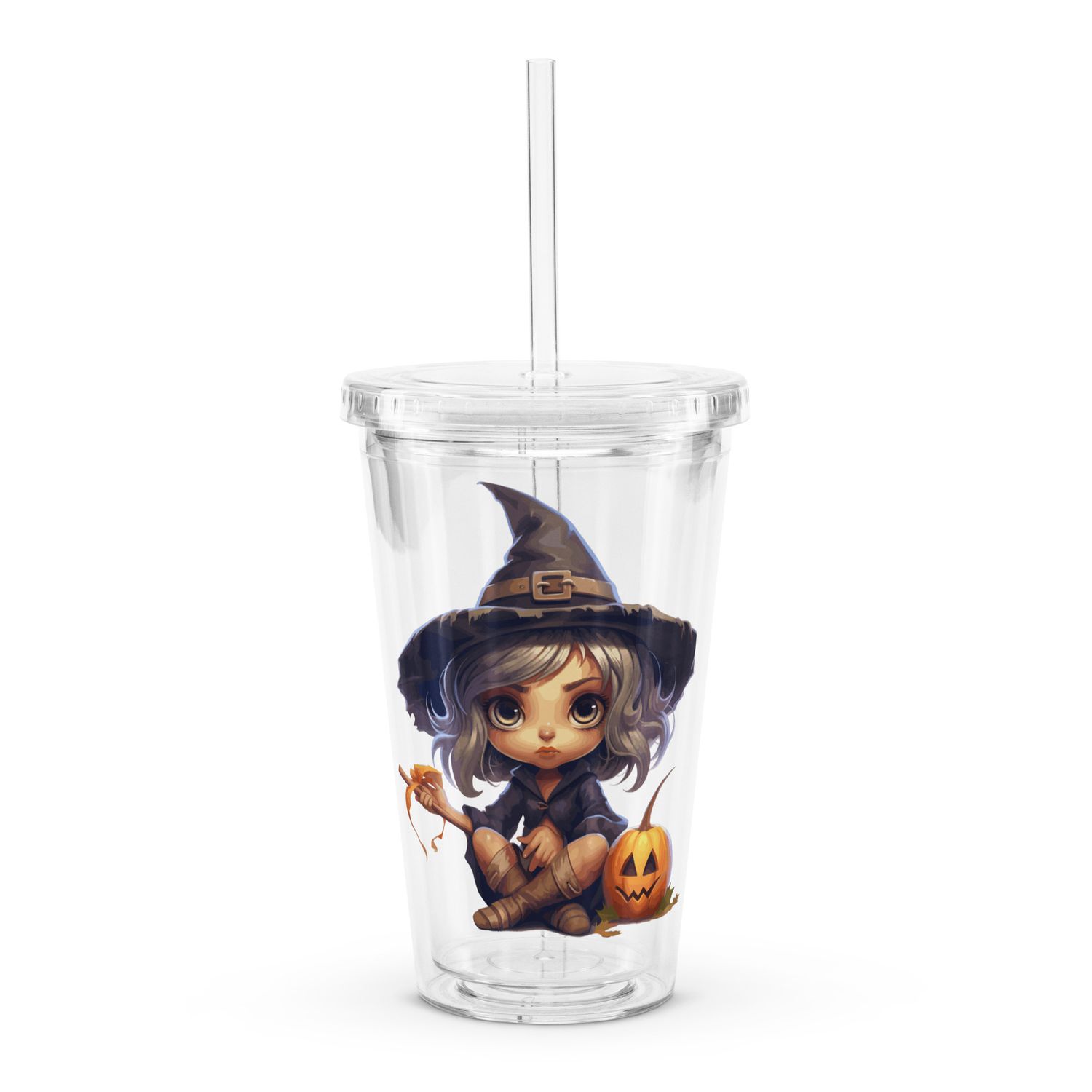 Halloween Witch 1 Clear Plastic Insulated Tumbler