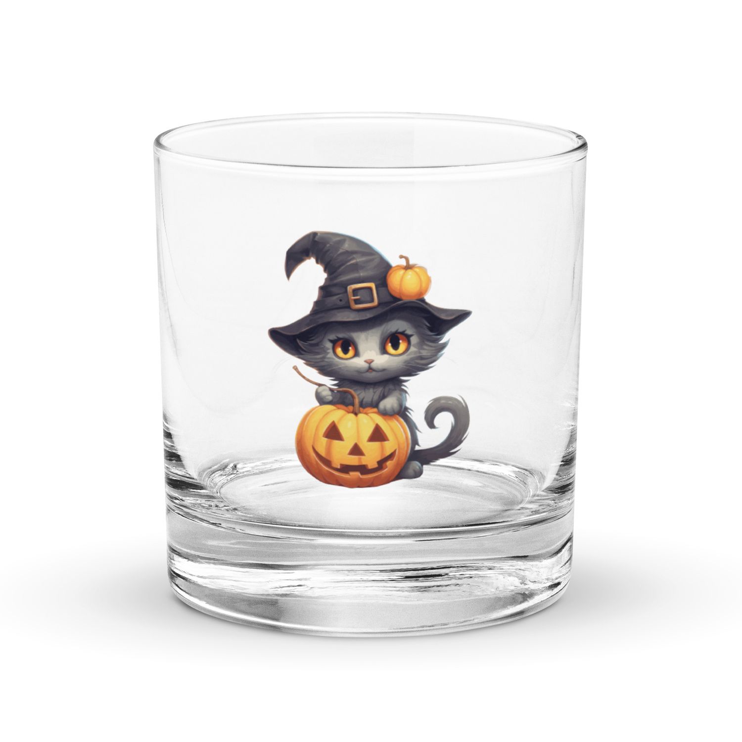 Halloween Witch Cat 1 Rocks Glass