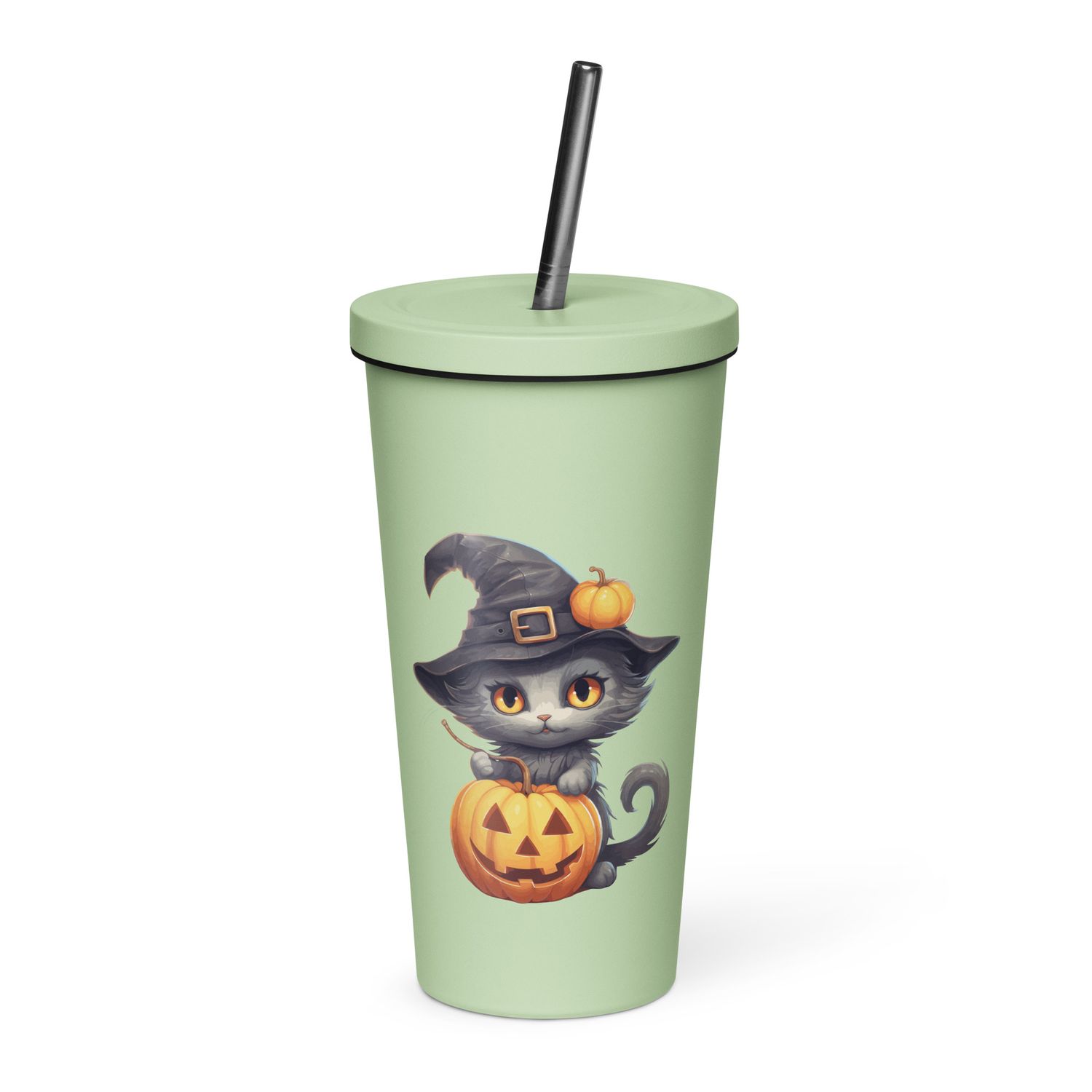 Halloween Witch Cat 1 Insulated Tumbler with a Straw