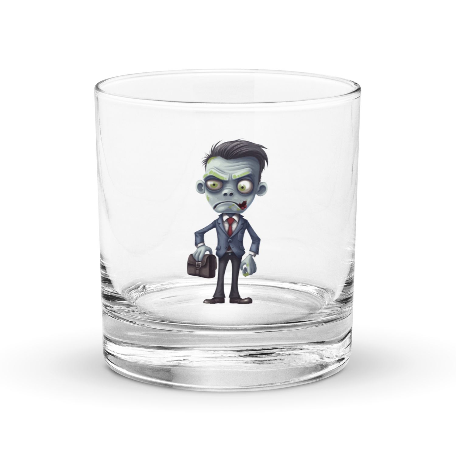 Halloween Zombie in a Suit 1 Rocks Glass