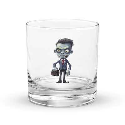 Halloween Zombie in a Suit 1 Rocks Glass