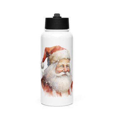 Santa Claus (#1) Stainless Steel Water Bottle with a Straw Lid