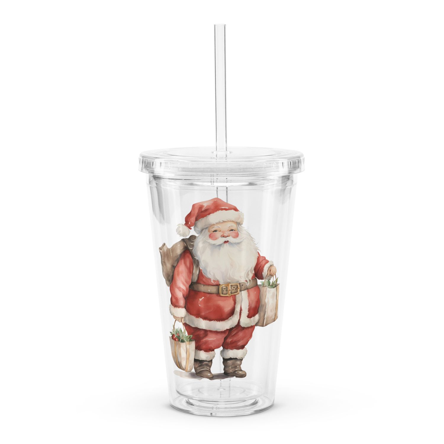 Santa Claus (#10) Clear Plastic Tumbler