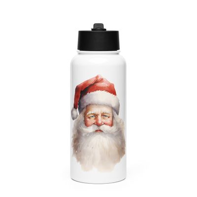 Santa Claus (#11) Stainless Steel Water Bottle with a Straw Lid
