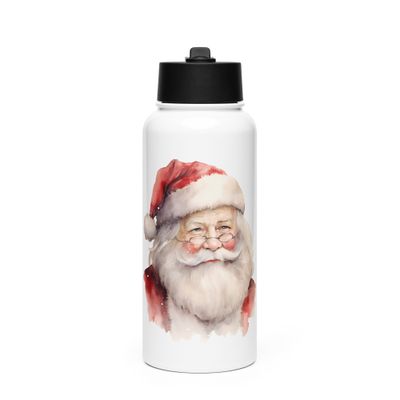 Santa Claus (#12) Stainless Steel Water Bottle with a Straw Lid