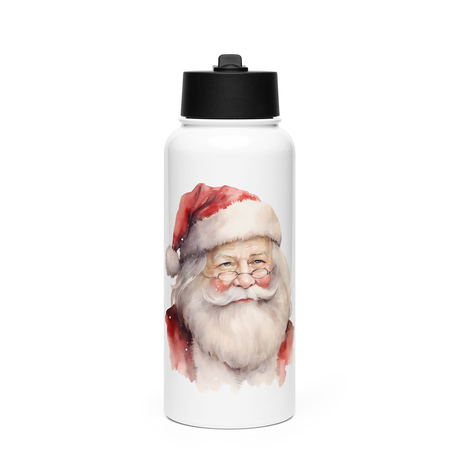 Santa Claus (#12) Stainless Steel Water Bottle with a Straw Lid