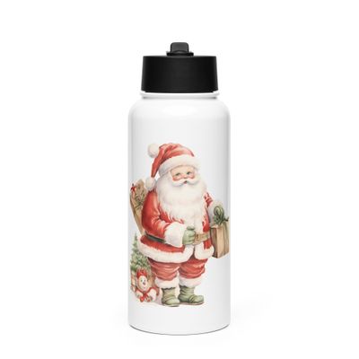 Santa Claus (#2) Stainless Steel Water Bottle with a Straw Lid