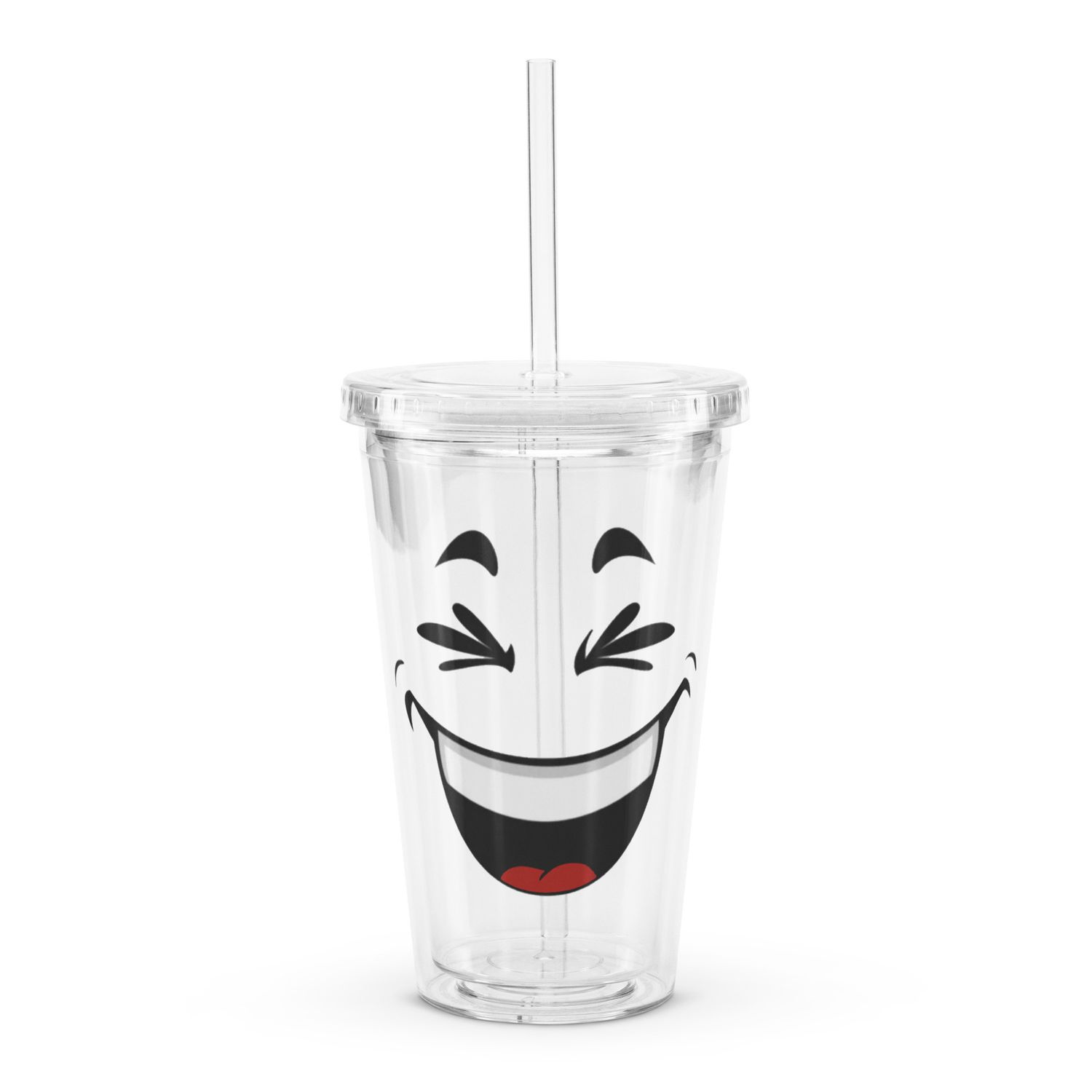 Laughing face Clear Plastic Insulated Tumbler