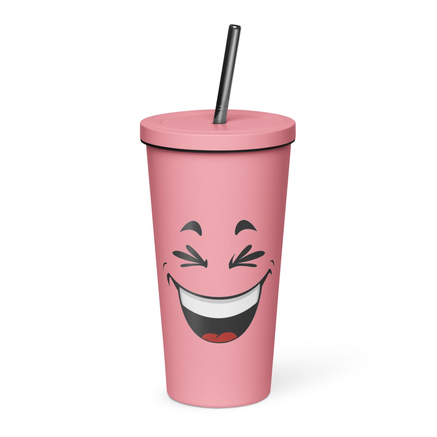 Laughing Face Insulated Tumbler with a Straw
