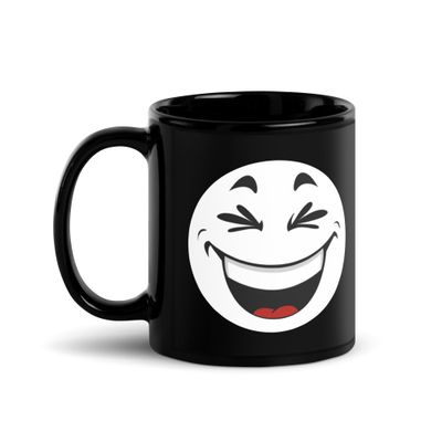 Laughing Face Black Coffee Mug