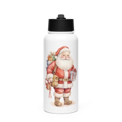 Santa Claus (#3) Stainless Steel Water Bottle with a Straw Lid