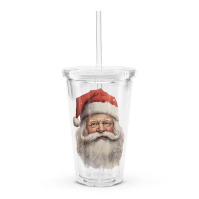 Santa Claus (#4) Clear Plastic Insulated Tumbler