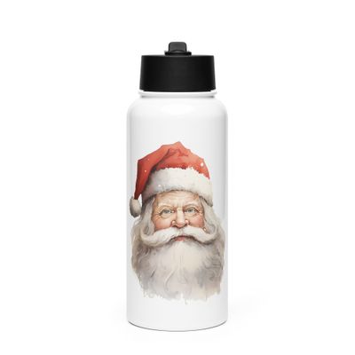 Santa Claus (#4) Stainless Steel Water Bottle with a Straw Lid