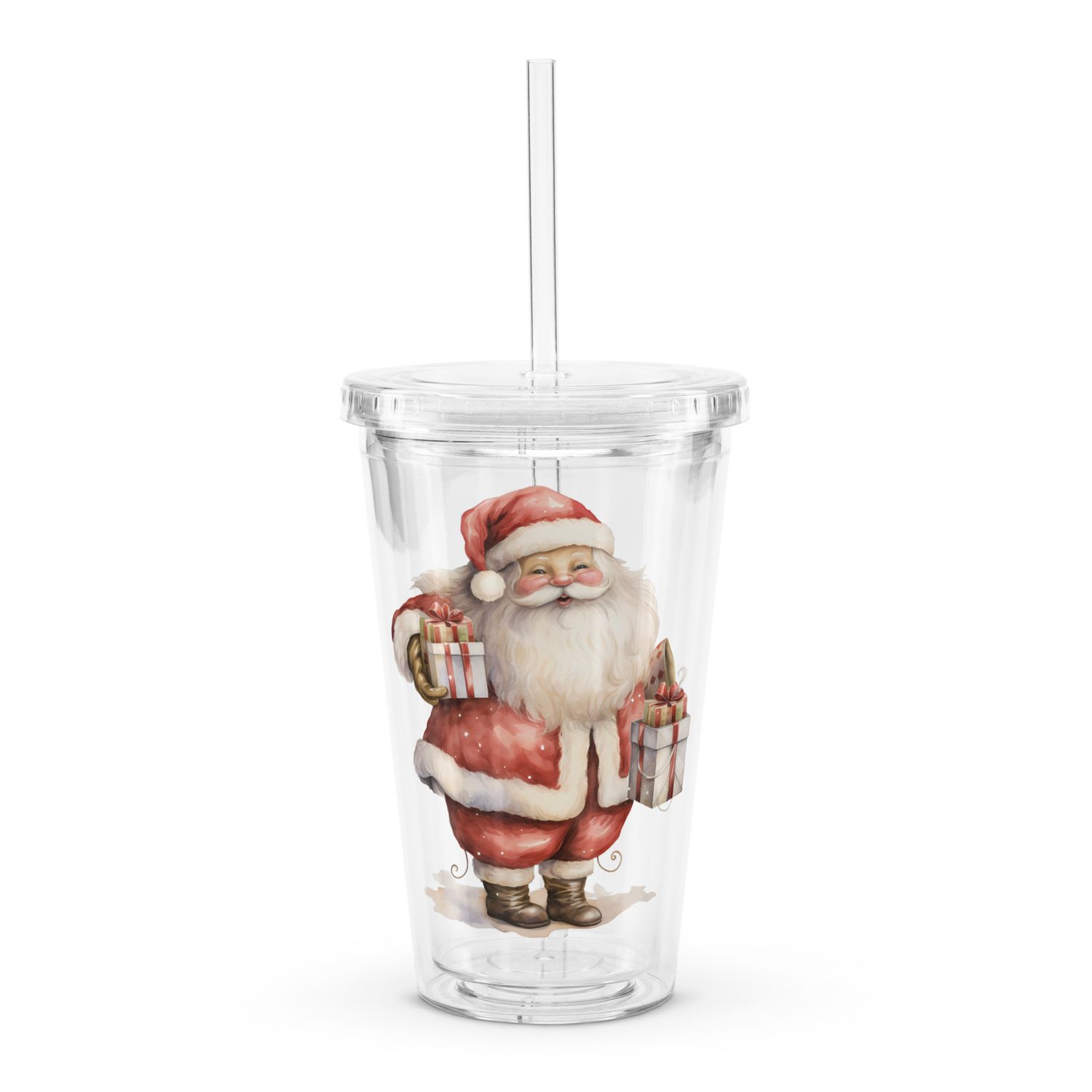 Santa Claus (#5) Clear Plastic Insulated Tumbler