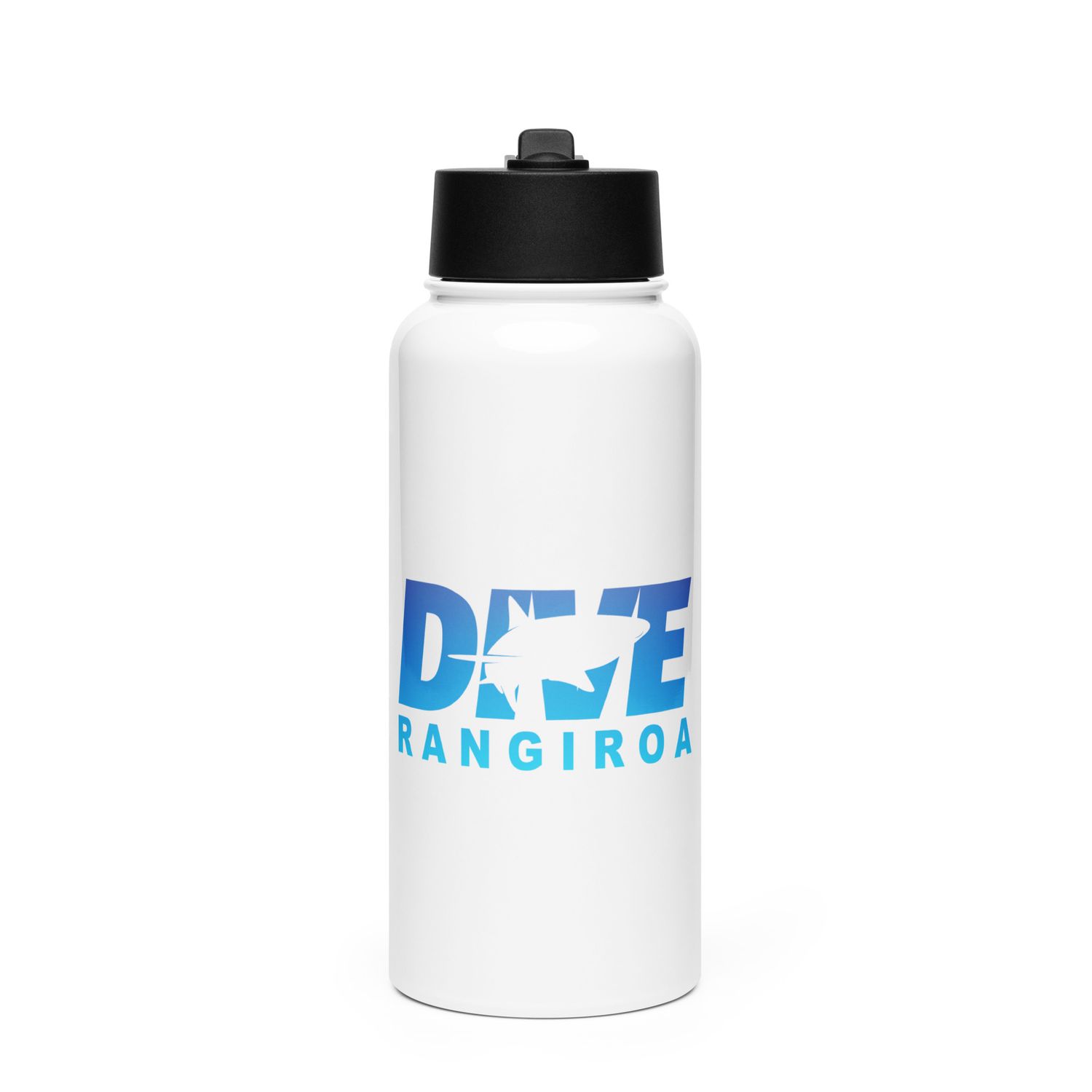 Dive Rangiroa, Scuba Diving with Sharks at Rangiroa Stainless Steel Water Bottle with a Straw Lid